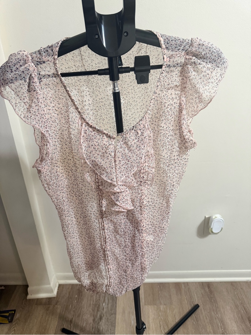 Maurices Light Pink Floral Ruffle Blouse